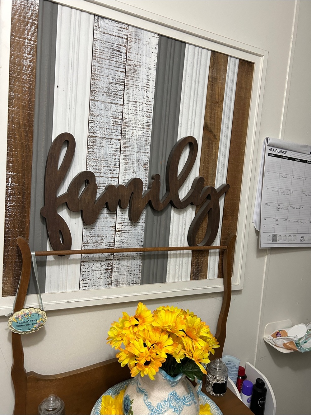 Rustic Brown "family" Wall Art Sign - Brown, White & Gray Accent